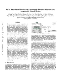 DeCo: Defect-Aware Modeling with Contrasting Matching for Optimizing Task Assignment in Online IC Testing