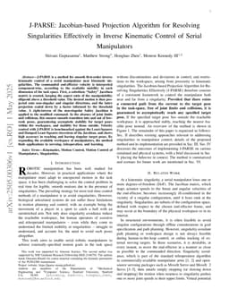 J-PARSE: Jacobian-based Projection Algorithm for Resolving Singularities Effectively in Inverse Kinematic Control of Serial Manipulators