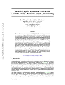 Mixture of Sparse Attention: Content-Based Learnable Sparse Attention via Expert-Choice Routing