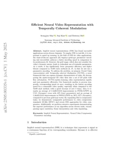 Efficient Neural Video Representation with Temporally Coherent Modulation