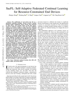 SacFL: Self-Adaptive Federated Continual Learning for Resource-Constrained End Devices