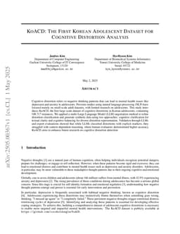 KoACD: The First Korean Adolescent Dataset for Cognitive Distortion Analysis