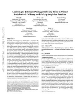 Learning to Estimate Package Delivery Time in Mixed Imbalanced Delivery and Pickup Logistics Services