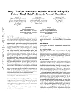 DeepSTA: A Spatial-Temporal Attention Network for Logistics Delivery Timely Rate Prediction in Anomaly Conditions