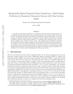 Interpretable Spatial-Temporal Fusion Transformers: Multi-Output Prediction for Parametric Dynamical Systems with Time-Varying Inputs