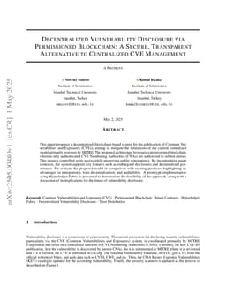 Decentralized Vulnerability Disclosure via Permissioned Blockchain: A Secure, Transparent Alternative to Centralized CVE Management