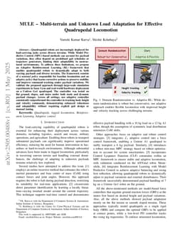 MULE: Multi-terrain and Unknown Load Adaptation for Effective Quadrupedal Locomotion