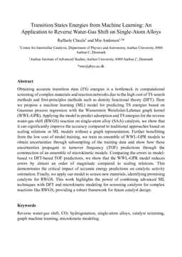 Transition States Energies from Machine Learning: An Application to Reverse Water-Gas Shift on Single-Atom Alloys