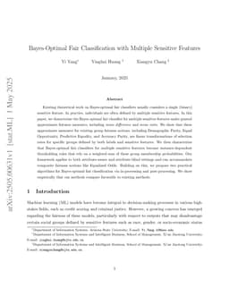 Bayes-Optimal Fair Classification with Multiple Sensitive Features
