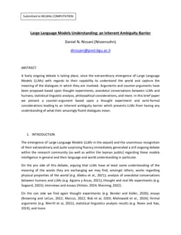 Large Language Models Understanding: an Inherent Ambiguity Barrier