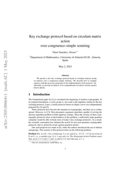 Key exchange protocol based on circulant matrix action over congruence-simple semiring