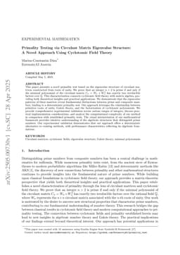 Primality Testing via Circulant Matrix Eigenvalue Structure: A Novel Approach Using Cyclotomic Field Theory