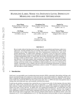 Handling Label Noise via Instance-Level Difficulty Modeling and Dynamic Optimization