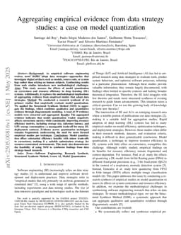 Aggregating empirical evidence from data strategy studies: a case on model quantization