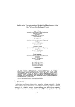 Duality on the Thermodynamics of the Kirchhoff-Law-Johnson-Noise (KLJN) Secure Key Exchange Scheme