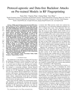 Protocol-agnostic and Data-free Backdoor Attacks on Pre-trained Models in RF Fingerprinting