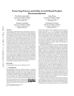 Preserving Privacy and Utility in LLM-Based Product Recommendations