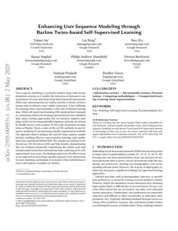 Enhancing User Sequence Modeling through Barlow Twins-based Self-Supervised Learning