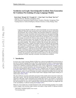 Synthesize-on-Graph: Knowledgeable Synthetic Data Generation for Continue Pre-training of Large Language Models