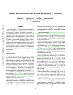 Towards the Resistance of Neural Network Watermarking to Fine-tuning