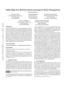 Multi-Objective Reinforcement Learning for Water Management
