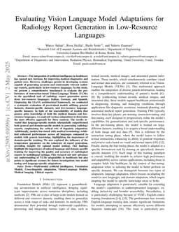 Evaluating Vision Language Model Adaptations for Radiology Report Generation in Low-Resource Languages