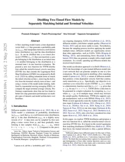Distilling Two-Timed Flow Models by Separately Matching Initial and Terminal Velocities