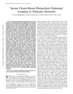 Secure Cluster-Based Hierarchical Federated Learning in Vehicular Networks
