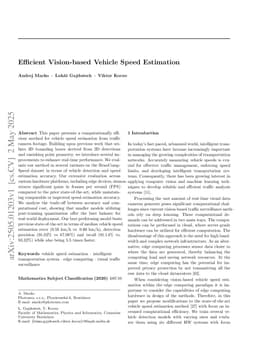 Efficient Vision-based Vehicle Speed Estimation