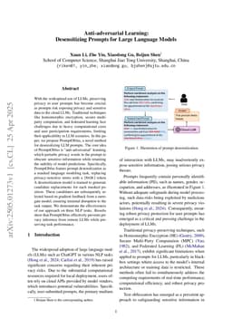 Anti-adversarial Learning: Desensitizing Prompts for Large Language Models