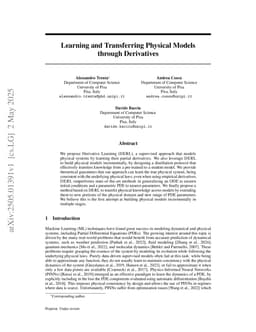 Learning and Transferring Physical Models through Derivatives