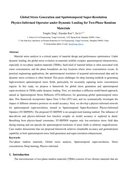 Global Stress Generation and Spatiotemporal Super-Resolution Physics-Informed Operator under Dynamic Loading for Two-Phase Random Materials