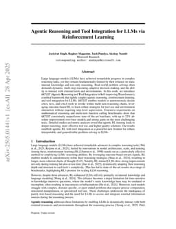 Agentic Reasoning and Tool Integration for LLMs via Reinforcement Learning