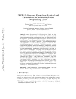 CHORUS: Zero-shot Hierarchical Retrieval and Orchestration for Generating Linear Programming Code