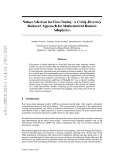 Subset Selection for Fine-Tuning: A Utility-Diversity Balanced Approach for Mathematical Domain Adaptation
