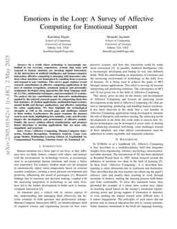 Emotions in the Loop: A Survey of Affective Computing for Emotional Support
