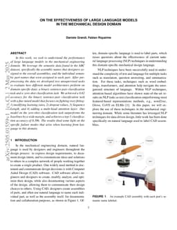 On the effectiveness of Large Language Models in the mechanical design domain