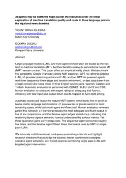 AI agents may be worth the hype but not the resources (yet): An initial exploration of machine translation quality and costs in three language pairs in the legal and news domains