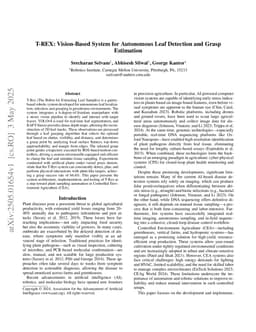 T-REX: Vision-Based System for Autonomous Leaf Detection and Grasp Estimation