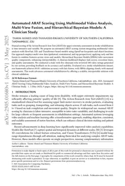 Automated ARAT Scoring Using Multimodal Video Analysis, Multi-View Fusion, and Hierarchical Bayesian Models: A Clinician Study