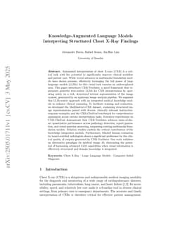 Knowledge-Augmented Language Models Interpreting Structured Chest X-Ray Findings