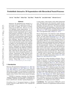 Probabilistic Interactive 3D Segmentation with Hierarchical Neural Processes