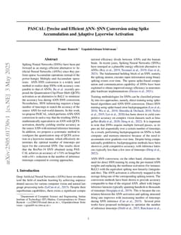 PASCAL: Precise and Efficient ANN- SNN Conversion using Spike Accumulation and Adaptive Layerwise Activation