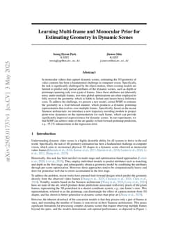 Learning Multi-frame and Monocular Prior for Estimating Geometry in Dynamic Scenes