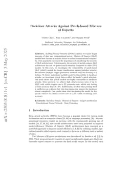 Backdoor Attacks Against Patch-based Mixture of Experts