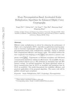 M-ary Precomputation-Based Accelerated Scalar Multiplication Algorithms for Enhanced Elliptic Curve Cryptography