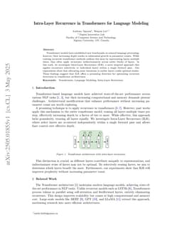 Intra-Layer Recurrence in Transformers for Language Modeling
