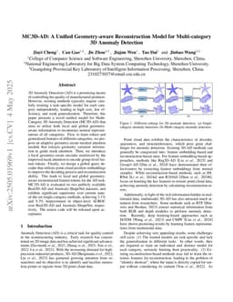 MC3D-AD: A Unified Geometry-aware Reconstruction Model for Multi-category 3D Anomaly Detection