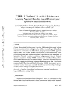 D3HRL: A Distributed Hierarchical Reinforcement Learning Approach Based on Causal Discovery and Spurious Correlation Detection