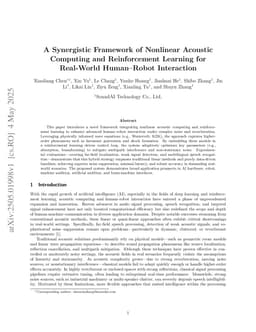 A Synergistic Framework of Nonlinear Acoustic Computing and Reinforcement Learning for Real-World Human-Robot Interaction